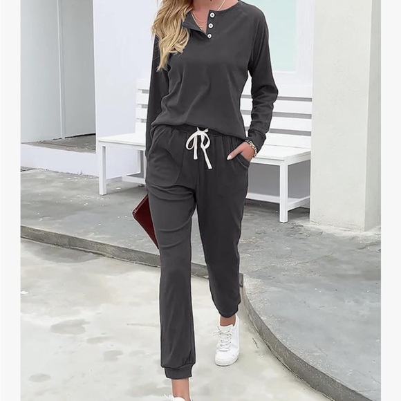 Women's Gray Jumpsuit with Drawstring Waist - Picture 1 of 5